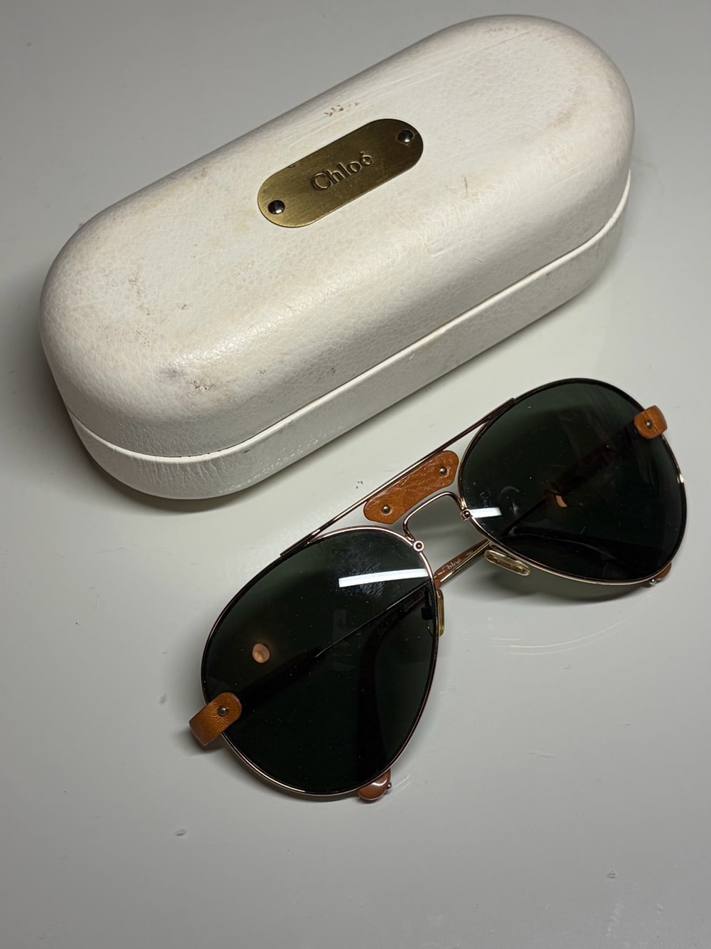 Chloé CL2104 Tamaris Aviator Sunglasses with Tan Brown Accents